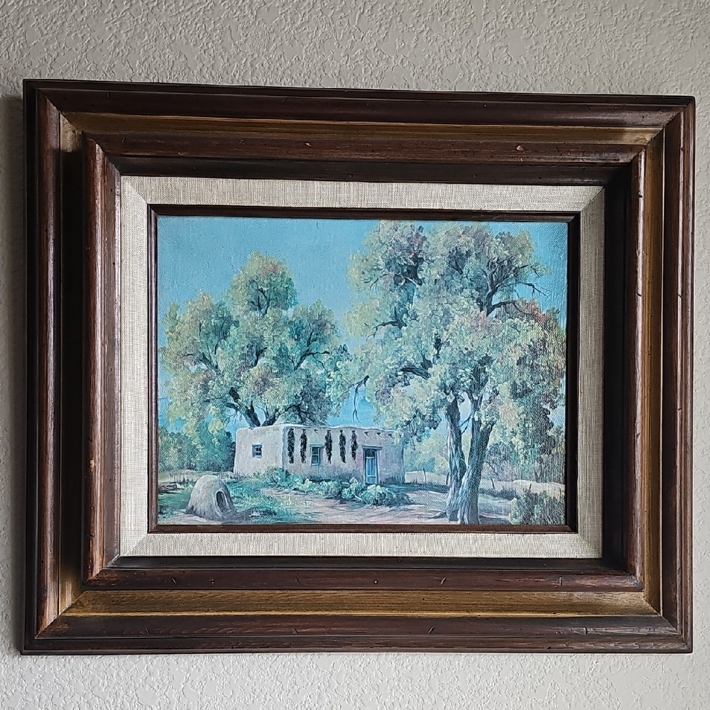 Rustic Landscape Framed Art in Brown and Blue